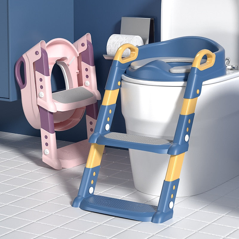 Stair Style Children's Toilet Boy and Girl Baby Toilet Folding Rack Step Stool Child Step Toilet Seat Ring Baby Potty Toilet - PI Shop