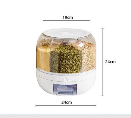 360 Degree Rotating Rice Dispenser Sealed Dry Cereal Grain Bucket Dispenser Moisture-proof Kitchen Food Container Storage Box - PI Shop