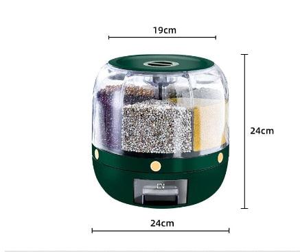 360 Degree Rotating Rice Dispenser Sealed Dry Cereal Grain Bucket Dispenser Moisture-proof Kitchen Food Container Storage Box - PI Shop