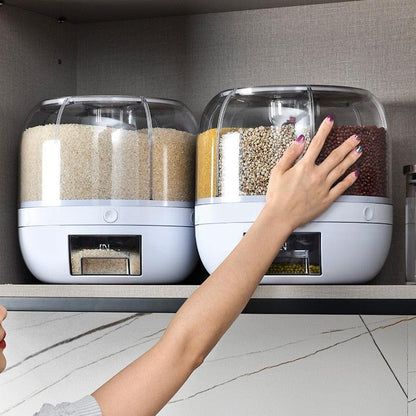 360 Degree Rotating Rice Dispenser Sealed Dry Cereal Grain Bucket Dispenser Moisture-proof Kitchen Food Container Storage Box - PI Shop