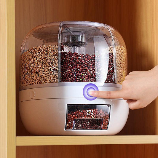 360 Degree Rotating Rice Dispenser Sealed Dry Cereal Grain Bucket Dispenser Moisture-proof Kitchen Food Container Storage Box - PI Shop